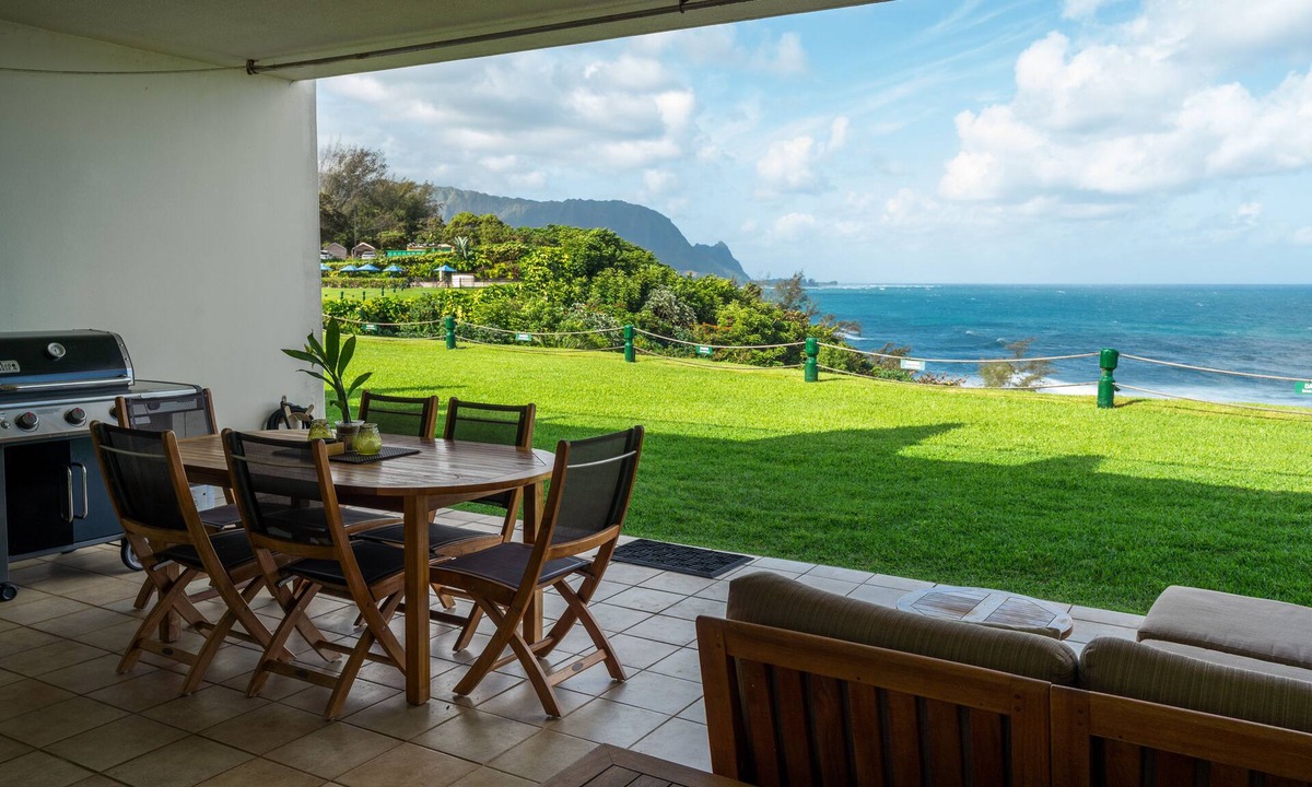 Princeville Condo | Glorious Ocean and Bali Hai Views on Ground Floor + 1 Hotel Club Access