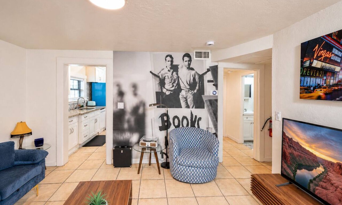 Williams House | Route 66 Downtown Blue Bungalow w/Fenced Yard, AC, W/D, 4 Smart TVs, Fast Wi-Fi