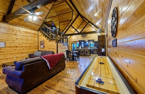 Hochatown Cabin | Livin Large, Pool Table, Shuffleboard, Hot tub, Playset, Pets
