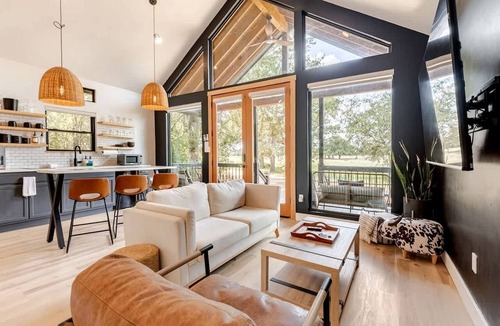 Cedar Creek Cabin | Modern Farmstay Cabin with Friendly Animals, Pond Views & Nature Trails Near Cedar Creek, Texas