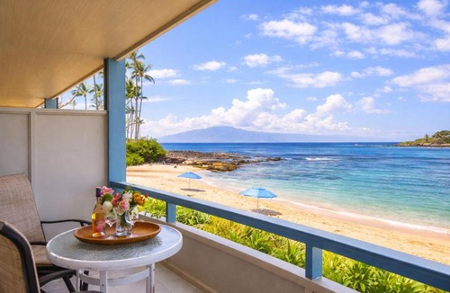 Napili Apartment | Napili Bay Oceanfront Studio Sleeps 2 Steps to Beach Complimentary Car with 6 Nights NAB-107 by KBM