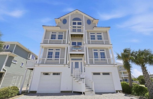 North Topsail Beach House | Oceanfront home with volleyball, game room, pool, beach access & washer/dryer