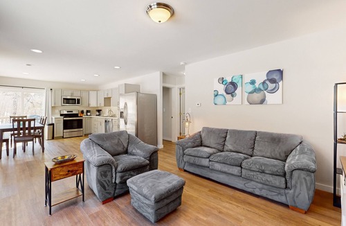 Dedham House | Quiet duplex with private deck, peaceful views, grill, & private W/D