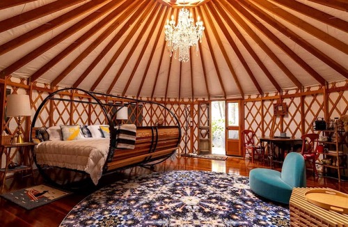 Friendship Cabin | Romantic Luxury Yurt with Private Beach & Steam Shower near Friendship, Maine