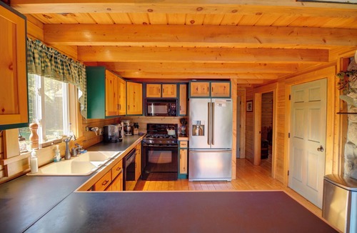 Embden House | Welcome to the Hideaway! Log Home, Private Shore. Stone Fireplace.Pet Friendly!