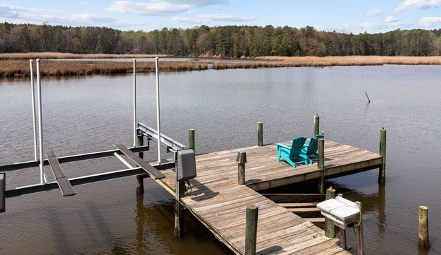 3br/2ba Waterfront Home overlooks Private Dock. 2+ acres of front yard Games