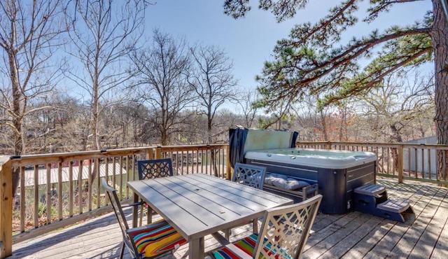Deck & Boat Dock: Lakefront Cabin in Eucha!