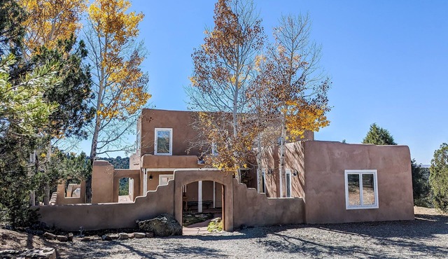 Dog-friendly home on 11 acres overlooking nt'l forest with fireplaces & patio