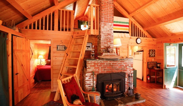 Lakeside Pine Cone Cabin 30' private beach & dock, Fireplace , Kayaks, Canoe