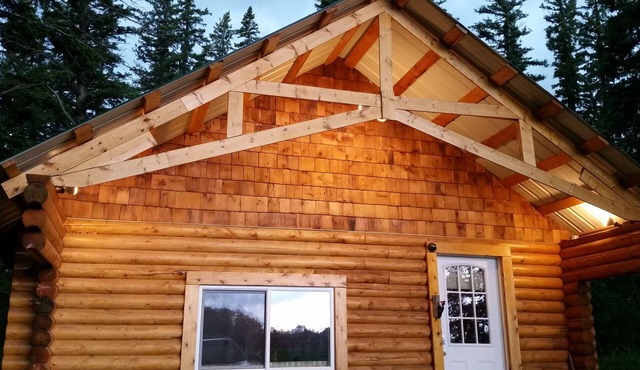 Log cabin on the James River in Alberta in James River Bridge