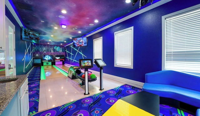 Music Bowling Villa · Heated Pool · Home Theater · Wall-to-Wall TV · Sleeps 40
