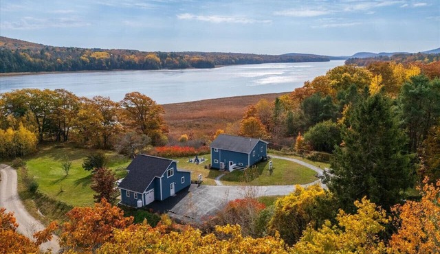 New and Stunning Coastal Oasis - Grand Water Views, A/C, Pets, Firepit, Yard