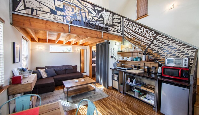 Portland's LemonDoor Micro-Loft surrounded by lush gardens in fun, close-in area