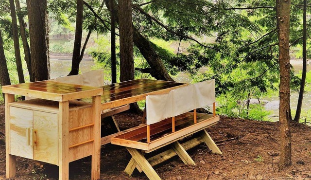 Private Riverfront Safari tent for a Glamping Experience in the Monadnock Region, New Hampshire in Bennington