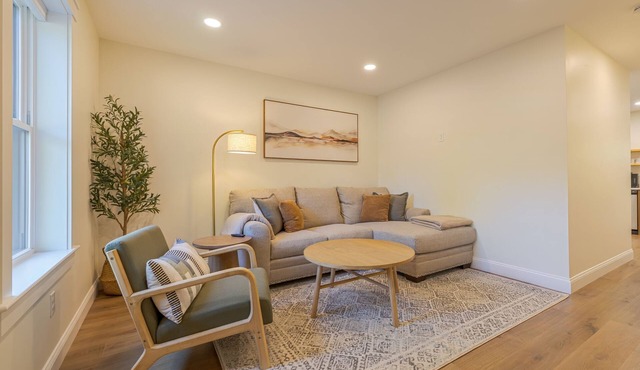 Serene 2-bedroom apartment with WiFi in Ellsworth with a backyard stream.