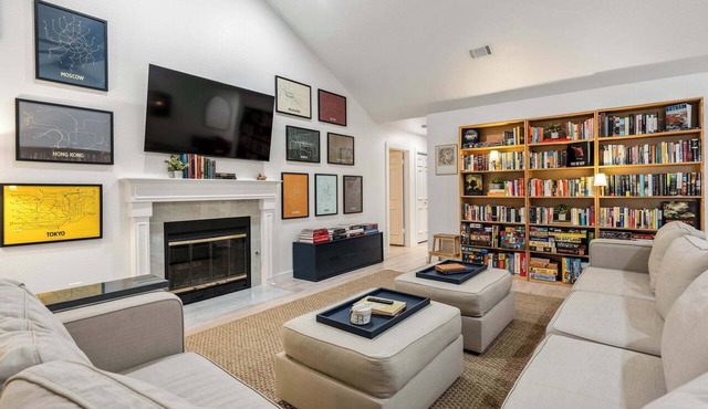 Spacious Home w/Workspace & Curated Book Library