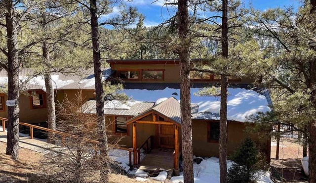 Walk to ski & trails! Luxury lodge, sleeps 17, hot tub, fire pit & fenced yard.