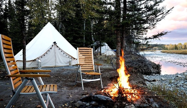 Family-Friendly Glamping: Explore Alberta's Beauty in Our Pet-Ready Bell Tent by the River